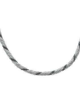 GuangYu黑银拼色链条缠绕项链男款潮钛钢配饰小众冷淡风百搭素链