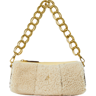 【新年礼物】MANU atelier 女士皮革边饰羊毛皮单肩包