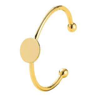 18k金戒指托空托手工diy珍珠戒指平托粘贴戒面半孔珠针镶饰品配件