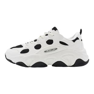 特步女鞋加绒加厚火山大棉萌仔2025冬季新款运动鞋菠萝皮面老爹鞋