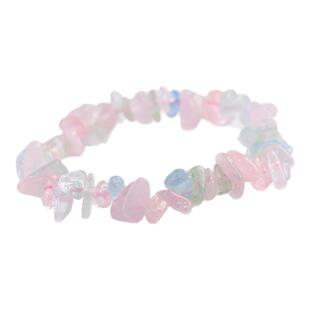 真品 天然水晶碎石随形手链手串紫晶海蓝宝橄榄石拉长石男女现货