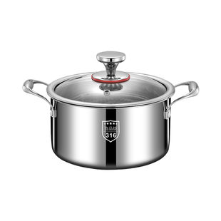 316不锈钢汤锅特厚家用煮锅一体成型不粘锅煲粥炖锅燃气电磁炉锅