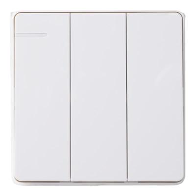 LAZZEN良信开关插座三开双控雅白