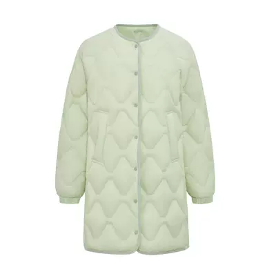 雪中飞2025秋冬新款女士中长款轻便圆领羽绒服休闲外套宽松米白A