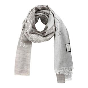 香港直邮GUCCI古驰男女同款围巾双G流苏羊毛绒线围巾披肩柔软舒适