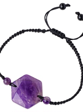 天然水晶原石六芒星手工编织手链