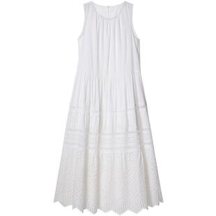 【棉】BLUE ERDOS2026夏季新品镂空刺绣微A收腰无袖连衣裙女