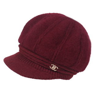 中老年人冬季兔毛针织毛线帽女士加绒加厚妈妈帽子保暖防寒奶奶帽