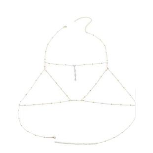 钛钢不掉色~闪钻bikini胸链女身体链性感比基尼立体后背链露背装