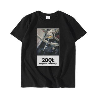 2001太空漫游T恤 库布里克电影t重磅五分袖落肩美式宽松休闲