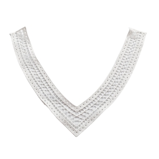 新款白色衣服领口花边v领DIY服装手工辅料蕾丝刺绣鸡心领口袋贴花