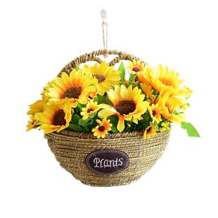 挂篮花盆装饰吊篮挂墙花篮壁挂花篮编织篮子墙上藤编花盆插花花篮