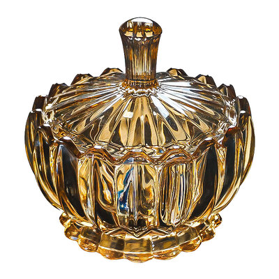 2025客厅水晶玻璃碟带盖甜品碗糖果罐水果盘小号大碟子果盘糕点盒