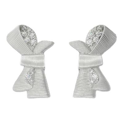 TOGGLER丝带蝴蝶结镶石银耳环