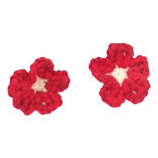 手工钩织泡芙花头绳女森系小红花发圈扎头发的皮筋质量好可爱发绳