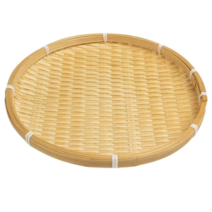 手工竹编果篮创意家用干果盘茶点盘小篮子豆腐奶竹筛子圆形簸箕