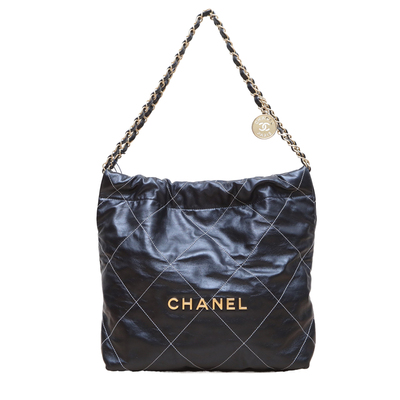 【自营】中古98新Chanel/香奈儿斜挎包22Bag托特包黑色皮革C芯片