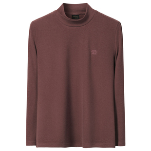 2025新款男士半高领长袖T恤德绒保暖打底衫简约休闲风双面绒体恤