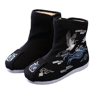 古风黑色男宝宝汉服布鞋儿童古装黑布鞋唐装老北京男鞋中国风男童