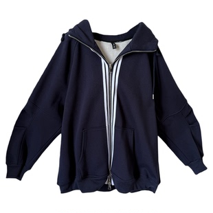 大码女装休闲卫衣外套加绒加厚冬季200斤棒球服胖mm运动宽松连帽