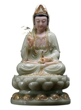 汉白玉观音菩萨佛像家用供佛摆件