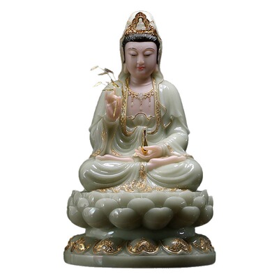汉白玉观音菩萨佛像家用供奉摆件