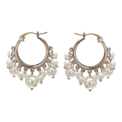 CrayonX时尚百搭珍珠圆环耳环