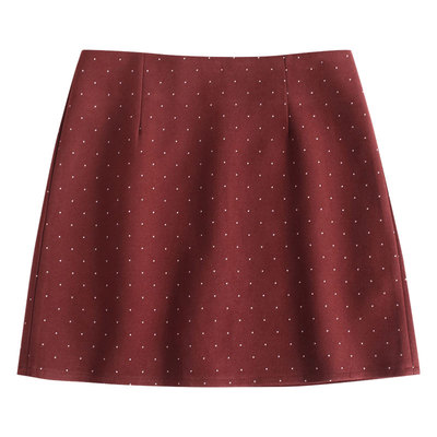毛呢小波点半身裙女显瘦包臀短裙