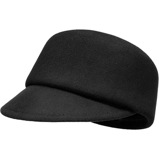 日本羊毛黑色马术帽女秋冬显脸小定型骑士帽时尚法式鸭舌贝雷帽子