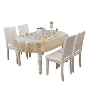 pvc桌布透明软玻璃套装防水防油防烫折叠椭圆形专用免洗台布桌垫