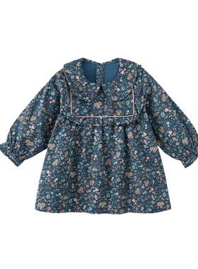 babylove女宝宝连衣裙春秋纯棉婴幼儿外出服洋气碎花裙子卢浮宫韵