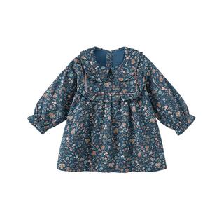 babylove女宝宝连衣裙春秋纯棉婴幼儿外出服洋气碎花裙子卢浮宫韵