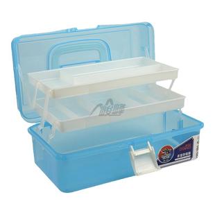 大号三层透明塑料美术工具箱小学生家用美甲颜料箱儿童书法收纳盒