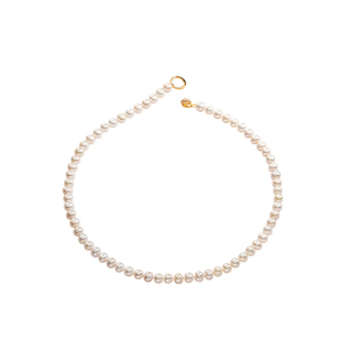 南珠宫淡水珍珠项链 白色系微瑕近圆925银扣年轻人女士礼盒 X109D