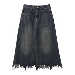 西町村屋简约百搭流苏A字裙女装秋冬新款气质长款半身裙XA9D10412