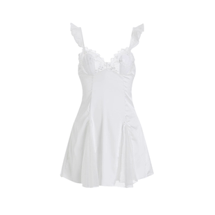 性感纯欲风吊带桑蚕丝睡衣女2025新款秋冬款蕾丝高级感带胸垫睡裙