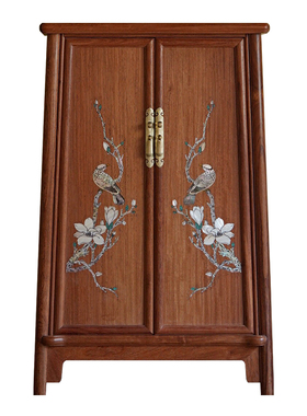 缅甸花梨螺钿喜上眉梢圆角柜中式