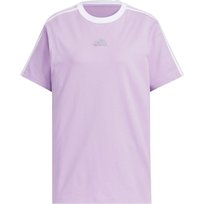 adidas阿迪达斯女子三条纹时尚百搭宽松休闲圆领短袖T恤KB7760