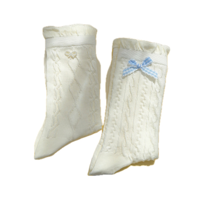 蝴蝶结纯棉薄款中筒袜