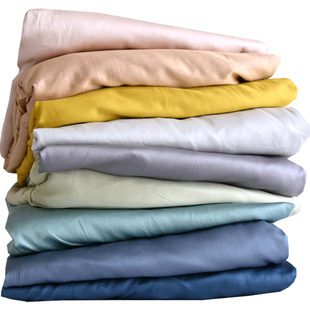 60支天丝床单/床笠单件冰丝滑夏季纯色提花裸睡粉色绿色灰色黄色