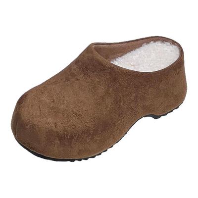 7cm~增高勃肯鞋拖鞋加绒毛毛厚底包头拖半拖鞋2025冬季爆款勃肯拖