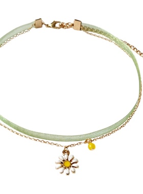 夏季牛油果绿双层项圈女锁骨链