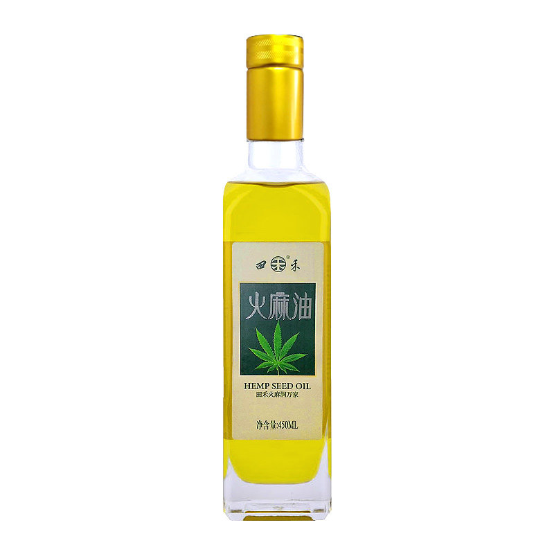 火麻油天然火麻仁油正品食用油田禾450ml火麻籽油植物物理冷榨