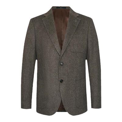 Satchi羊绒羊毛条纹毛呢西装