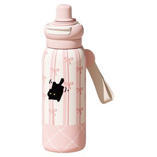 保温杯女2025新款高颜值可爱儿童吸管水杯学生上学专用不锈钢杯子