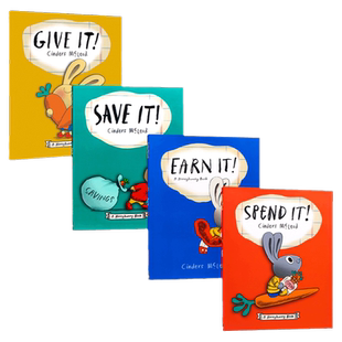 小兔子学花钱系列全套4册 Money bunny英文原版绘本 花钱Spend It 赚钱Earn It 攒钱Save It 捐钱Give It儿童财商早教启蒙绘本