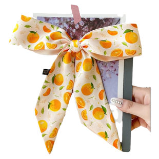 黄色碎花蝴蝶结小丝巾女短长条发带绑包包提手柄缠带丝带装饰领带