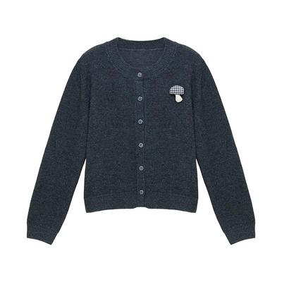 iammix27绵羊毛圆领针织开衫