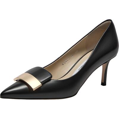 HGK老钱风一字小金条时尚通勤尖头细跟浅口中高跟女单鞋WTH01AQ5