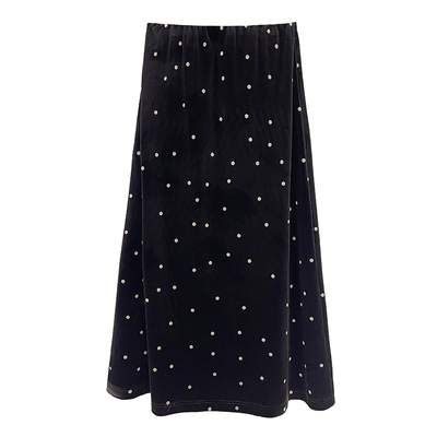 高品质柔软波点丝绒半身裙